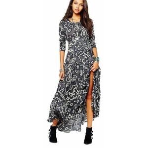 Free People First Kiss Printed Maxi Dress in Shark Combo Size Small